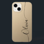 Champagne Black Elegant Calligraphy Script Name Case-Mate iPhone 14 Case<br><div class="desc">Champagne Shimmer Black Elegant Calligraphy Script Custom Personalized Name iPhone 14 Smart Phone Cases features a modern and trendy simple and stylish design with your personalized name in elegant hand written calligraphy script typography on a metallic champagne shimmer background. Designed by ©Evco Studio www.zazzle.com/store/evcostudio</div>