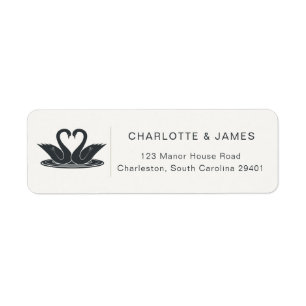 Champagne Black Tie Elegant Swan Monogram Label