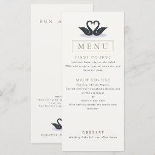 Champagne Black Tie Elegant Swan Wedding Menu