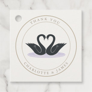 Champagne Black Tie Elegant Swan Wedding Thanks Favour Tags