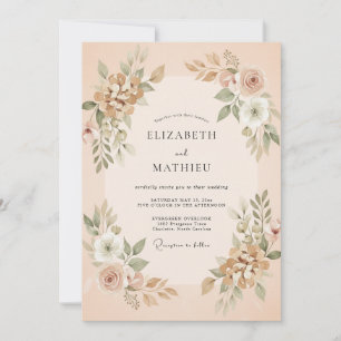 Champagne Blush Botanical Wedding Invitation