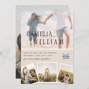 Champagne Blush PHOTO Faire-part de mariage QR Cod