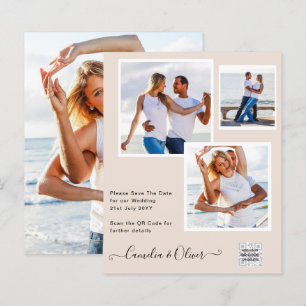 Champagne Blush PHOTO Wedding Invitation QR Code