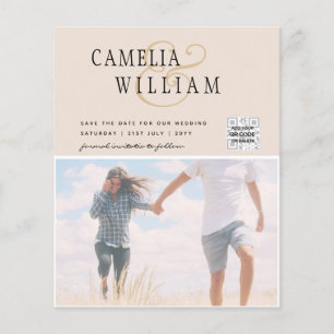 Champagne Blush PHOTO Wedding Invitation QR Code Flyer