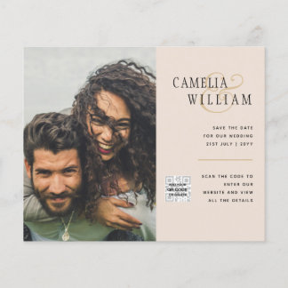 Champagne Blush PHOTO Wedding Invitation QR Code Flyer