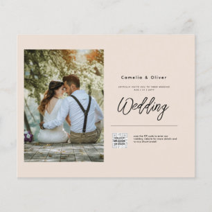 Champagne Blush PHOTO Wedding Invitation QR Code Flyer