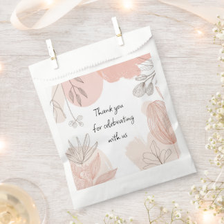 Champagne Blush Pink - Hand Drawn Floral Favour Ba Favour Bag