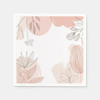 Champagne Blush Pink - Hand Drawn Floral Napkin