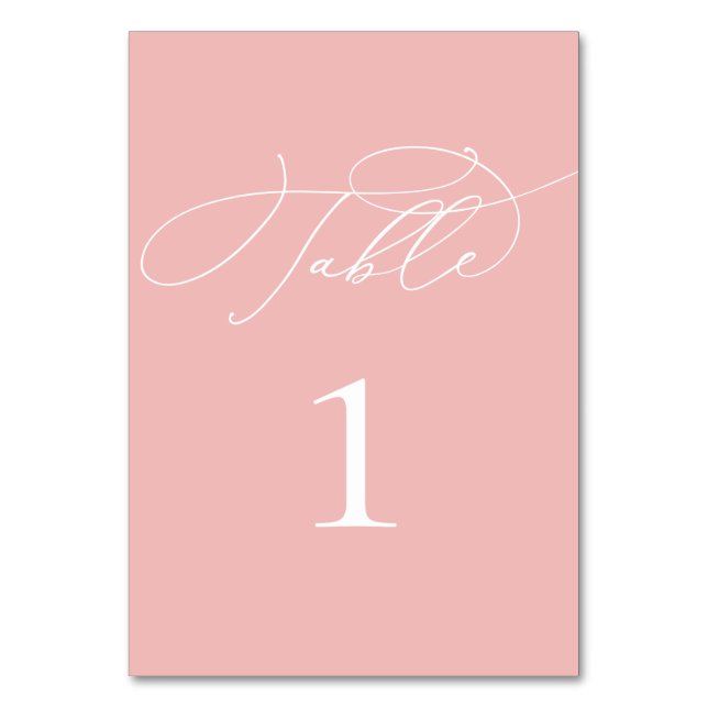 Champagne Blush Pink Wedding Shower Table Number (Front)
