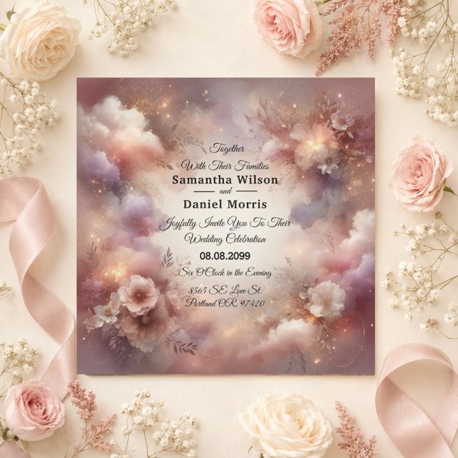 Champagne Blush Stardust Garden Wedding Invitation (Creator Uploaded)