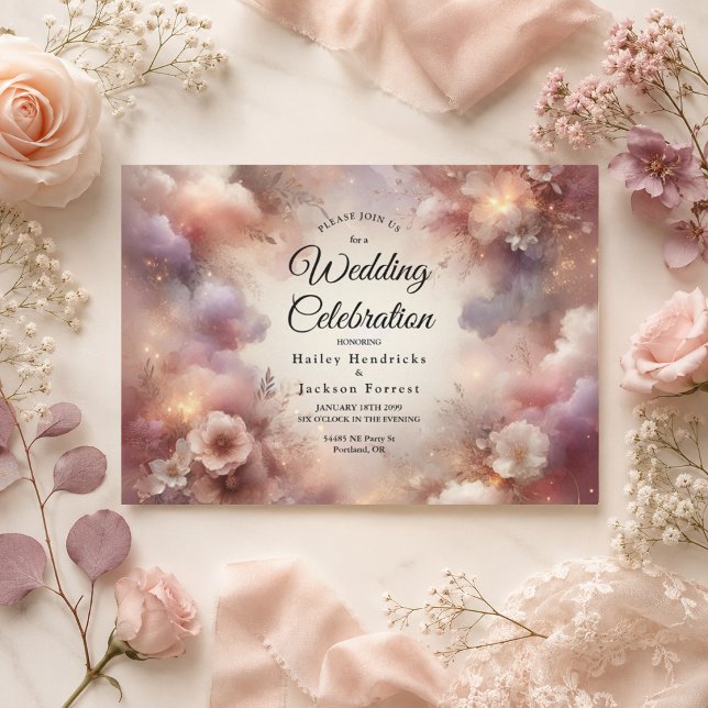 Champagne Blush Stardust Garden Wedding Invitation (Creator Uploaded)