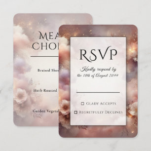 Champagne Blush Stardust Garden Wedding RSVP Card