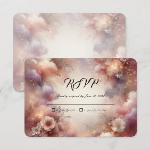 Champagne Blush Stardust Garden Wedding RSVP Card