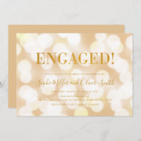 Champagne Bokeh Lights Faux Gold Engagement Party