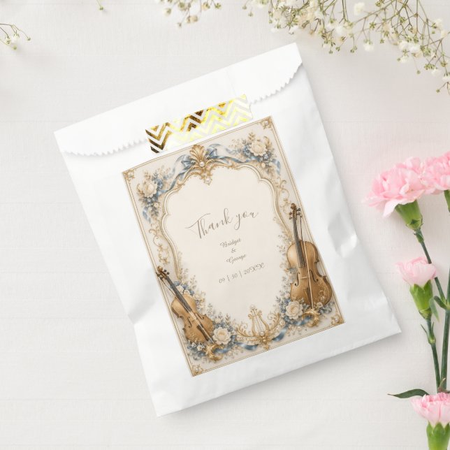 Champagne Botanical metallic Wave wedding  Favour Bag (Sealed)