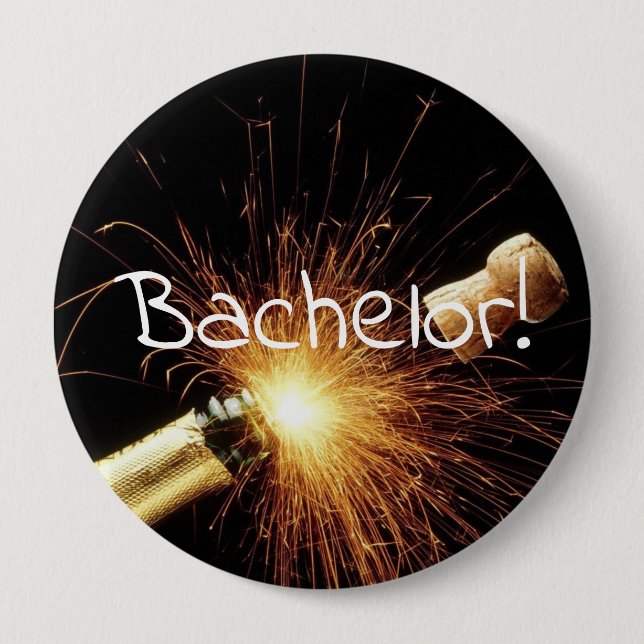 champagne bottle bachelor party 4 inch round button (Front)