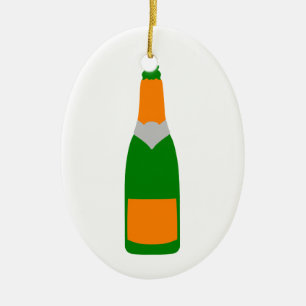 Champagne bottle ceramic ornament