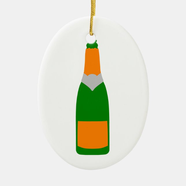 Champagne bottle ceramic ornament (Front)