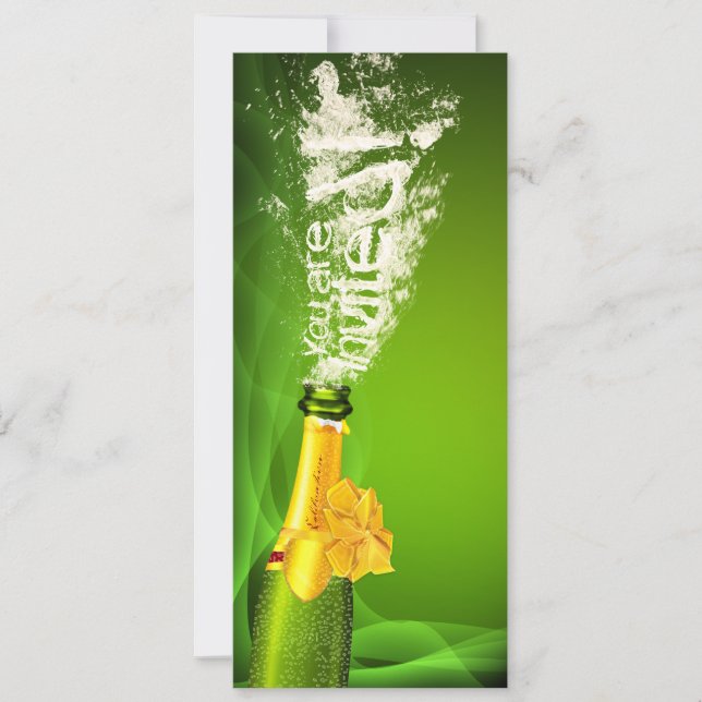 Champagne bottle explosion invitations (Front)