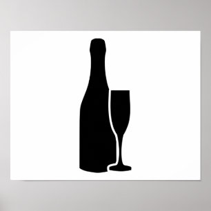Champagne bottle glass poster