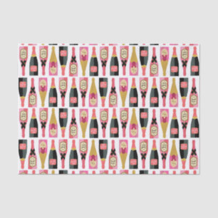 Champagne Bottle Illustration Brush Strokes Tissue Paper