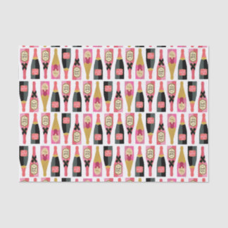 Champagne Bottle Illustration Brush Strokes Tissue Paper