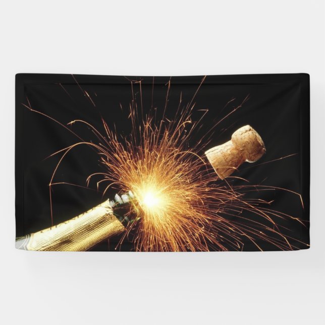 champagne bottle New Year's Eve Banner (Horizontal)