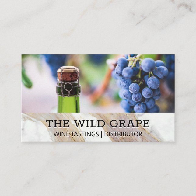 Champagne Bottle | Wine Grapes Business Card (Front)