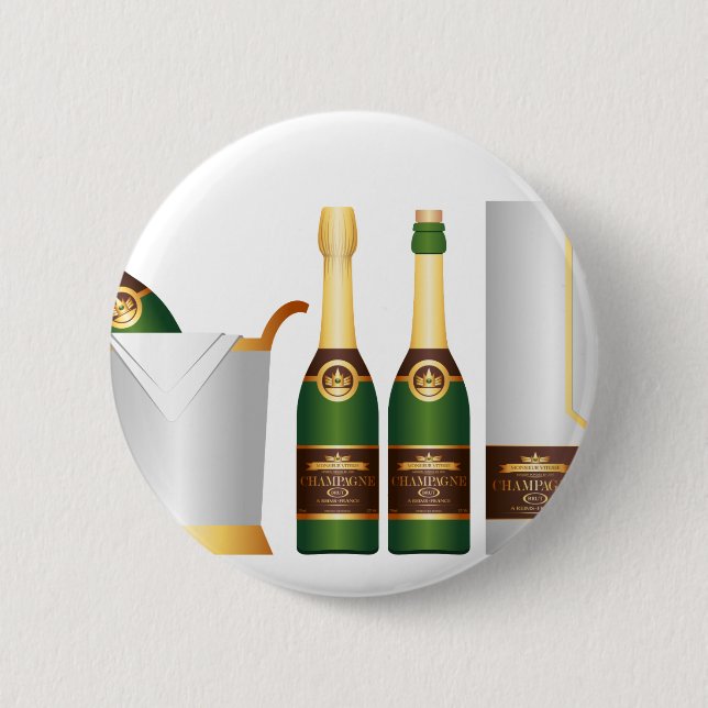 champagne bottles 2 inch round button (Front)