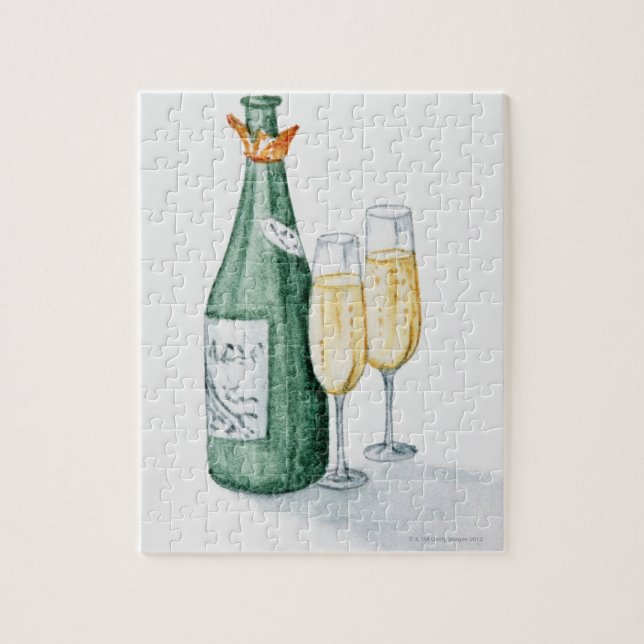 Champagne Bottles and Two Glasses Jigsaw Puzzle (Vertical)