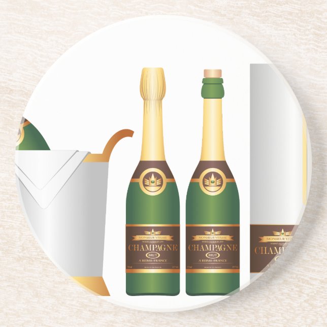 champagne bottles coaster (Front)