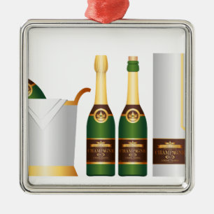 champagne bottles metal ornament