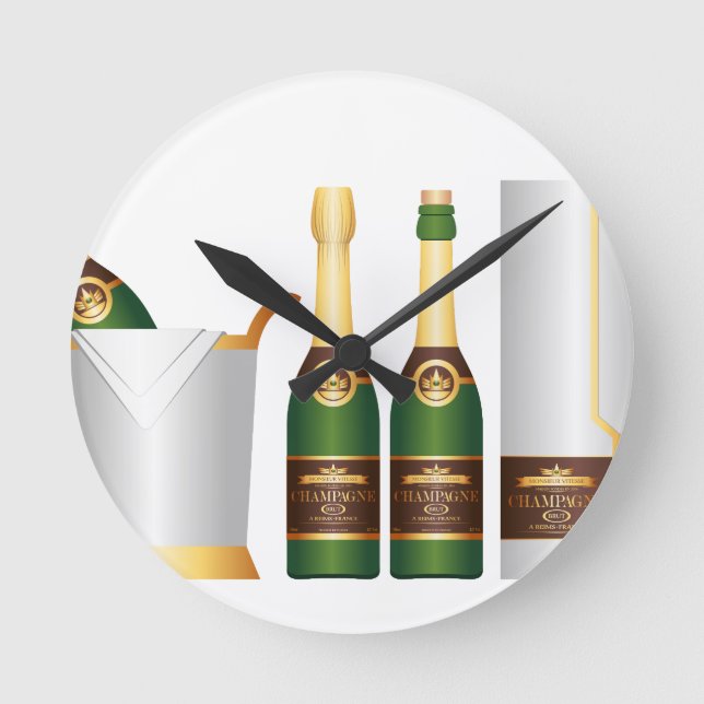 champagne bottles round clock (Front)