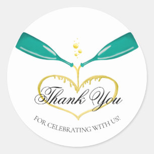 Champagne Bottles Wedding Classic Round Sticker
