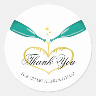Champagne Bottles Wedding Classic Round Sticker
