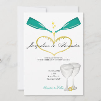 Champagne Bottles Wedding Theme Invitations