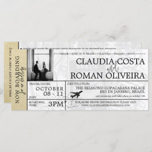 Champagne Brésil Mariage Boarding Pass Invitation