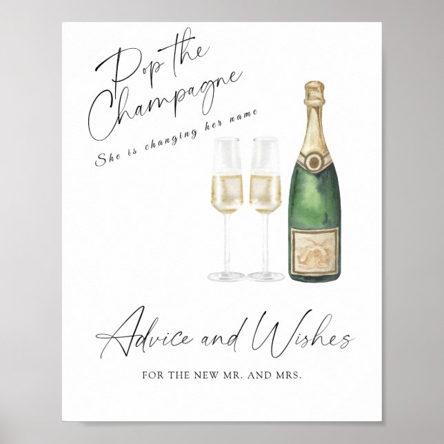 Champagne Bridal shower - advice and wishes Poster (Front)