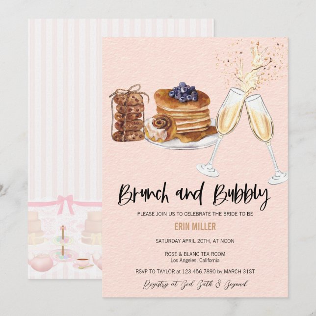 Champagne Bridal Shower | Brunch Invitations (Front/Back)