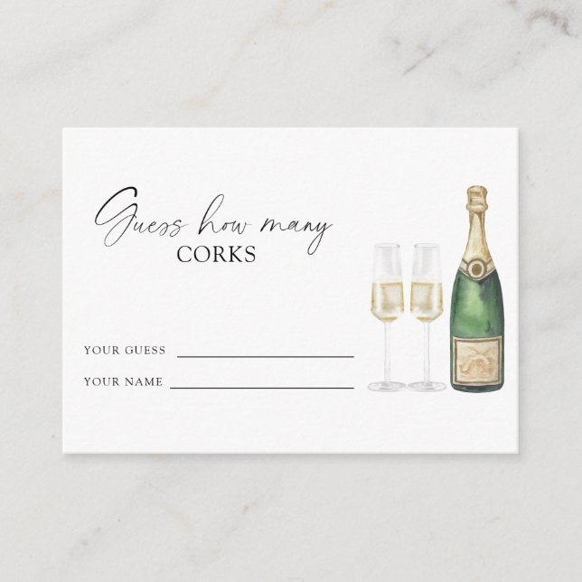 Champagne bridal shower - guess how many corks enclosure card (Front)
