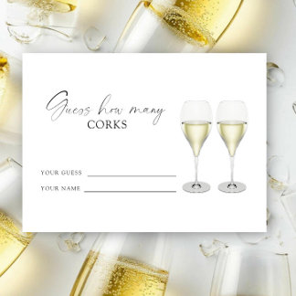 Champagne bridal shower - guess how many corks enclosure card