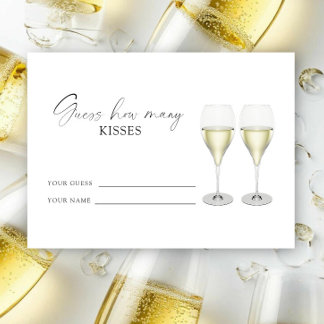 Champagne bridal shower - guess how many kisses enclosure card