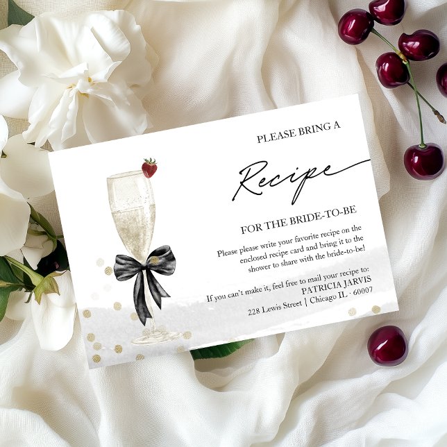 Champagne Bridal Shower Recipe Request Enclosure  Invitation (Creator Uploaded)