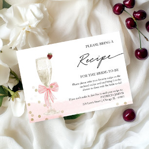 Champagne Bridal Shower Recipe Request Enclosure  Invitation