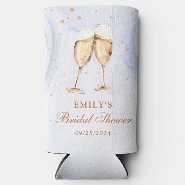 Champagne Bridal Shower Seltzer Can Cooler (Front)