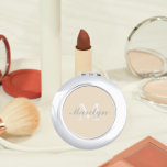 Champagne Bridesmaid Initial and Name Compact Mirror<br><div class="desc">A personalized compact mirror for your wedding bridesmaid or maid of honour that has her initial and name on a trendy,  champagne colour background. Edit to replace initial and name. Select your compact mirror style.</div>