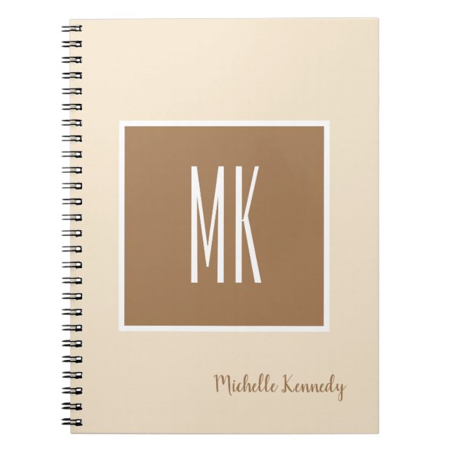 Champagne & Brown Colour Monogrammed Professional Notebook (Front)