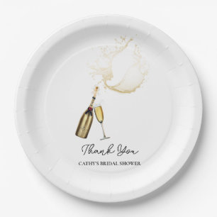 Champagne Brunch and Bubbly Bridal Shower 9" Round Paper Plate