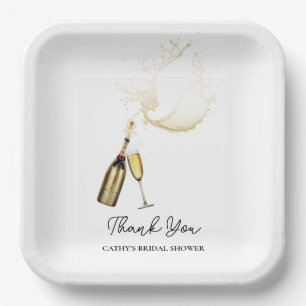 Champagne Brunch and Bubbly Bridal Shower 9"Square Paper Plate