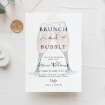 Champagne Brunch and Bubbly Bridal Shower Invitation<br><div class="desc">Watercolor Rose Champagne Toasting Glasses Bridal Shower Invitation. Brunch and Bubbly Invitation.
Design features an elegant watercolor leaves frame with a modern style text layout. To make advanced changes,  please select "Click to customize further" option under Personalize this template.</div>